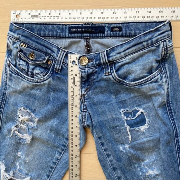 Miss Sixty jeans Style Shock ripped destroyed denim low rise slim straight 28 - Picture 8 of 12
